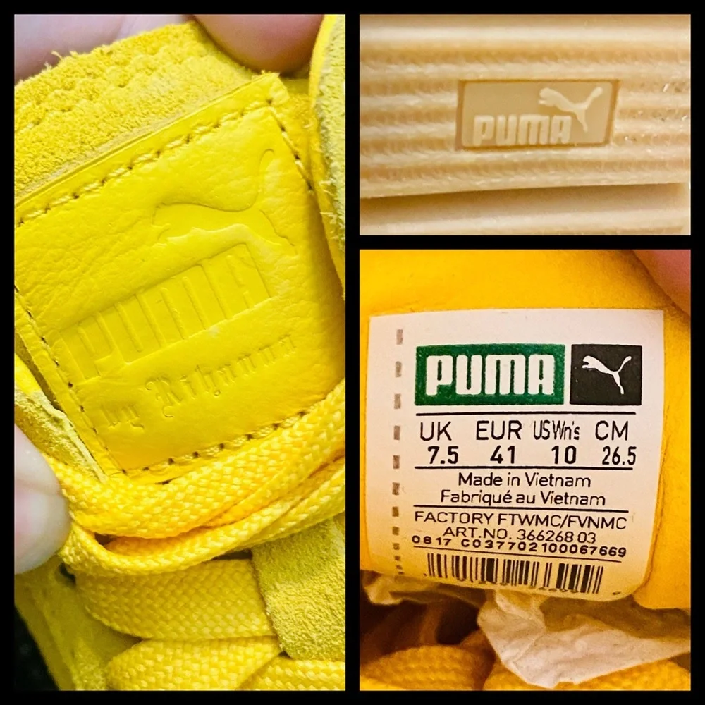 NIB Puma X Fenty Yellow & Pink Suede Cleated Creeper Sneakers